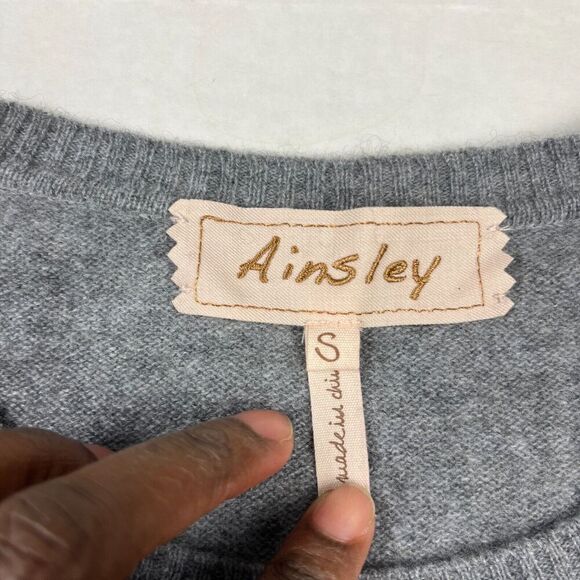 Ainsley Cashmere Sweater Gray Soft Warm Long Sleeve Crew Neck Pullover SMALL - Picture 4 of 10